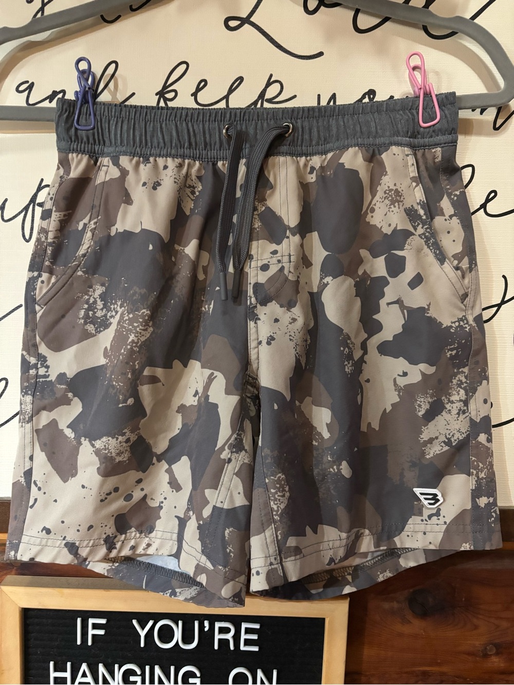BURLEBO Boys' Camo Print Shorts - Gray, Brown
